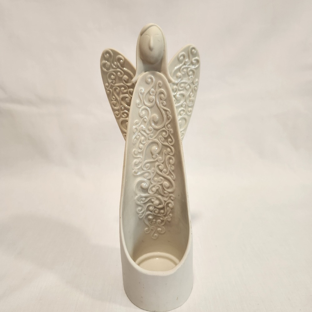Partylite Serenity Bisque Angel 9" Candle Holder Votive Tea Light Holder - Picture 1 of 10